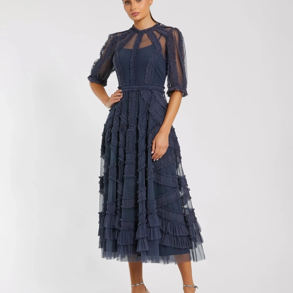 Mac Duggal Navy Midi Dress